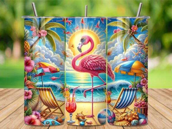Download Summer Flamingo Beach Tumbler Wrap - Tumbler wrap Collection