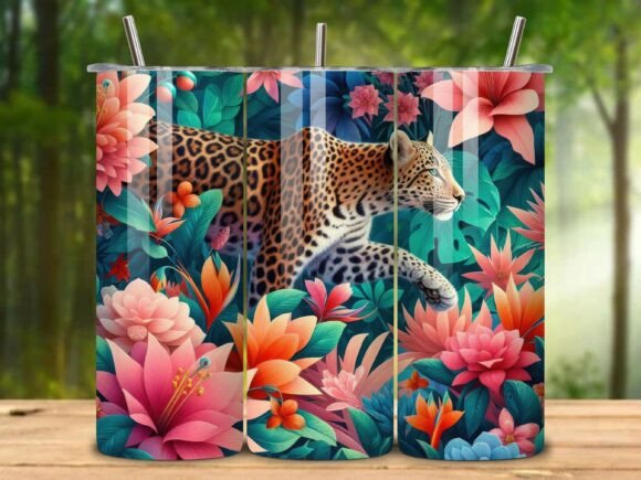 Download Jungle Theme Jaguar Tumbler Wrap Png V.2 - Tumbler wrap Collection