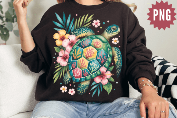 Download Colorful Sea Turtle Tropical PNG Design - Premium Resources
