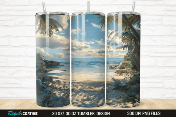 Download 3D Beach Tumbler Wrap 20 Oz and 30 Oz - Tumbler wrap Collection