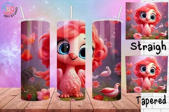 Download Cute Flamingo Cartoon Tumbler Wrap - Tumbler wrap Collection