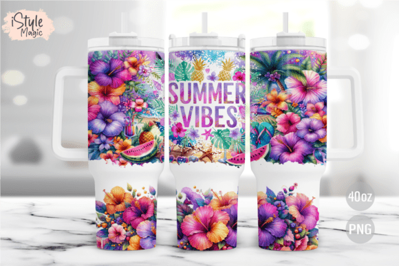 Download Summer Vibes 40oz Tumbler Wrap PNG - Tumbler wrap Collection