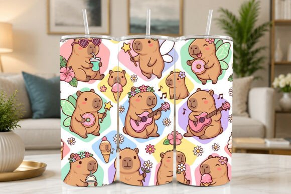 Download Cute Kawaii Capybara Tumbler Wrap - Tumbler wrap Collection