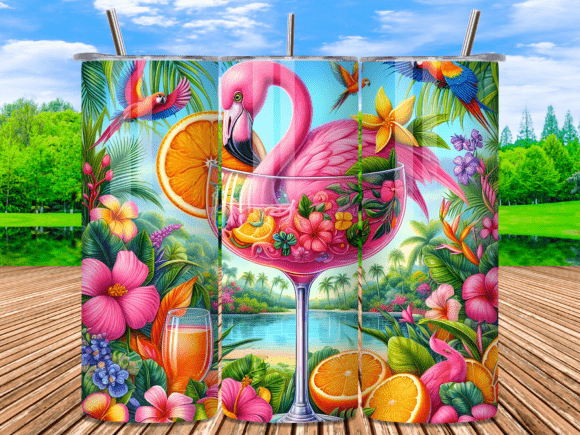 Download Tropical Flamingo Cocktail Tumbler Wrap - Tumbler wrap Collection