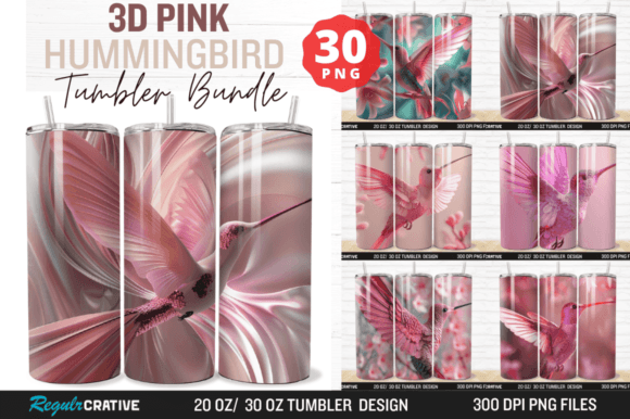 Download 3D Pink Hummingbird Tumbler Wrap Bundle - Tumbler wrap Collection