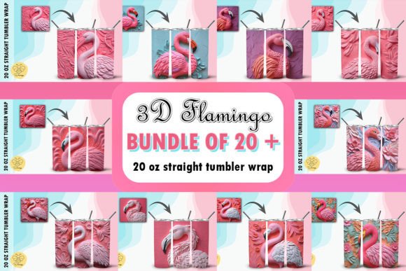 Download 3D Pink Flamingo Tumbler Wrap Bundle - Tumbler wrap Collection