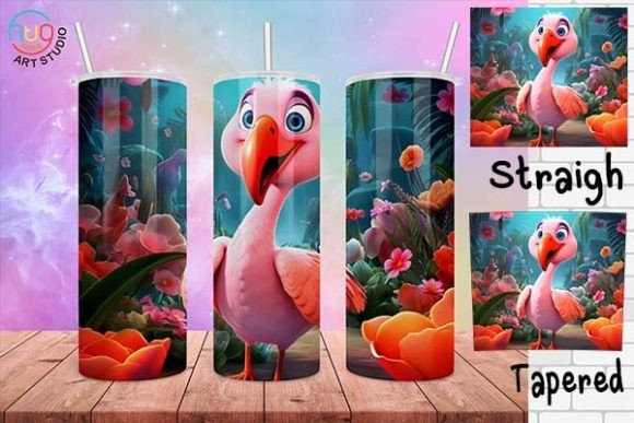 Download Cute Flamingo Cartoon Tumbler Wrap - Tumbler wrap Collection