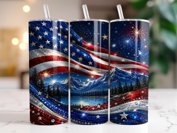 Download American Flag Fireworks Tumbler Wrap PNG - Tumbler wrap Collection