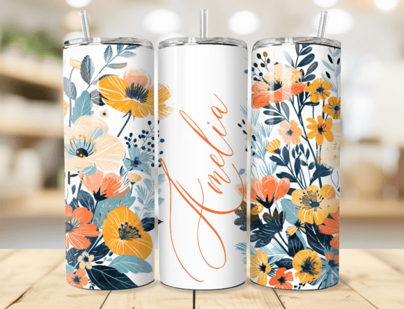 Download Floral Seamless Name Tumbler Wrap - Tumbler wrap Collection