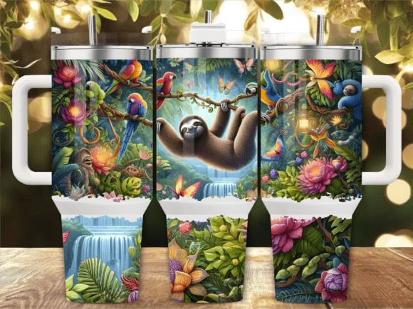 Download Sloth Jungle Parrot 40oz Tumbler Wrap - Tumbler wrap Collection