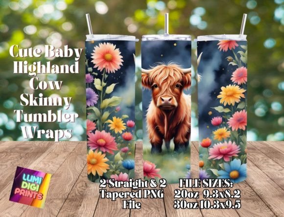 Download Highland Cow Watercolor Tumbler Wrap PNG - Tumbler wrap Collection