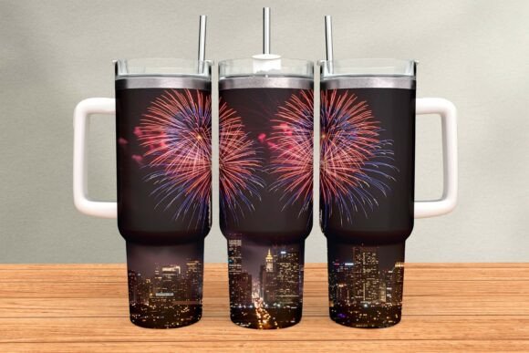 Download Night City Fireworks Tumbler Wrap PNG - Tumbler wrap Collection