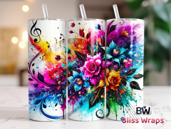Download Elegant Rose Music Sheet Tumbler Wraps - Tumbler wrap Collection