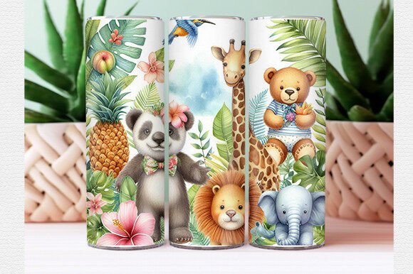 Download Watercolor Tropical Animal Tumbler Wrap - Tumbler wrap Collection