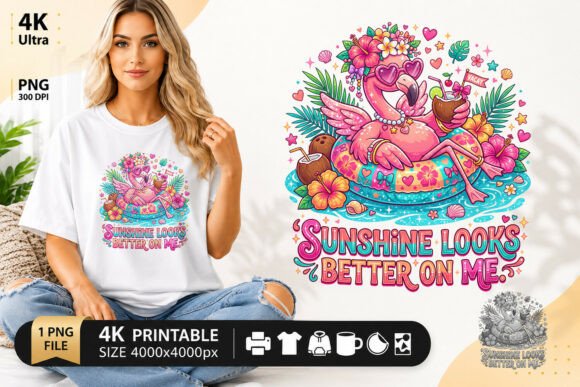 Download Sunny Flamingo Vacation Vibes - Flamingo vacation vibe Collection