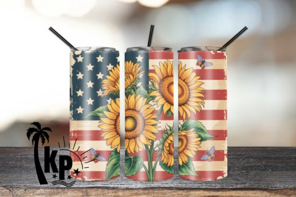 Download Sunflower American Flag Tumbler Wrap PNG - Tumbler wrap Collection