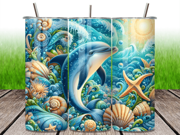 Download Tropical Dolphin Coral Reef Tumbler Wrap - Tumbler wrap Collection
