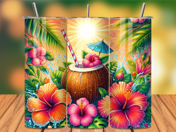 Download Tropical Coconut Hibiscus Tumbler Wrap - Tumbler wrap Collection
