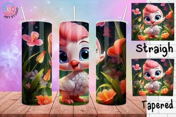 Download Cute Flamingo Cartoon Tumbler Wrap - Tumbler wrap Collection