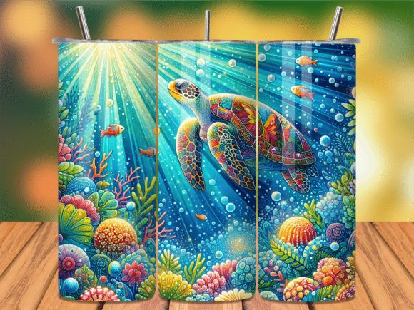 Download Tropical Sea Turtle Coral Tumbler Wrap - Tumbler wrap Collection