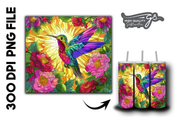 Download Stain Glass Hummingbird Tumbler Wrap 31 - Tumbler wrap Collection