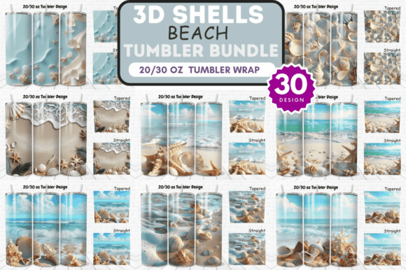 Download 3D Shells Beach Tumbler Wrap Bundle - Tumbler wrap Collection