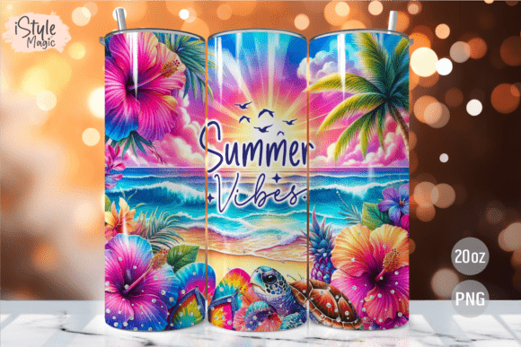 Download Summer Vibes 20 Oz Tumbler Wrap PNG - Tumbler wrap Collection