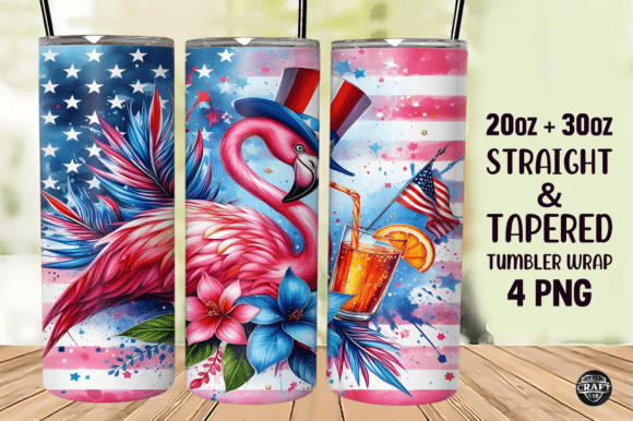 Download 4th of July Flamingo Tumbler Wrap PNG - Tumbler wrap Collection