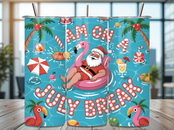 Download Santa on July Break Pool Tumbler Wrap - Tumbler wrap Collection