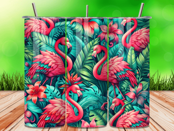 Download Tropical Monstera Flamingo Tumbler Wrap - Tumbler wrap Collection