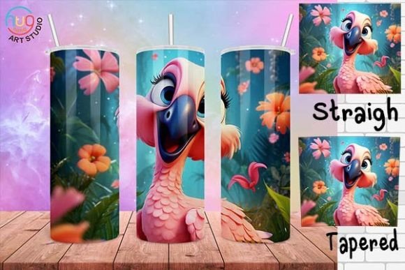 Download Cute Flamingo Cartoon Tumbler Wrap - Tumbler wrap Collection