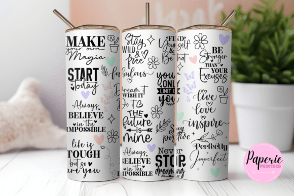Download Positivity 20 Oz Skinny Tumbler Wrap Png - Tumbler wrap Collection