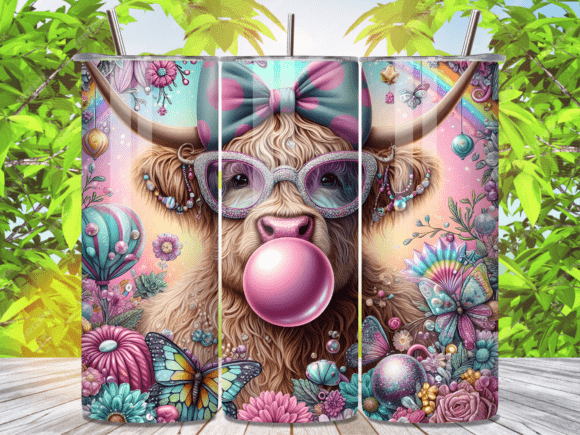 Download Bubblegum Highland Cow Tumbler Wrap - Tumbler wrap Collection