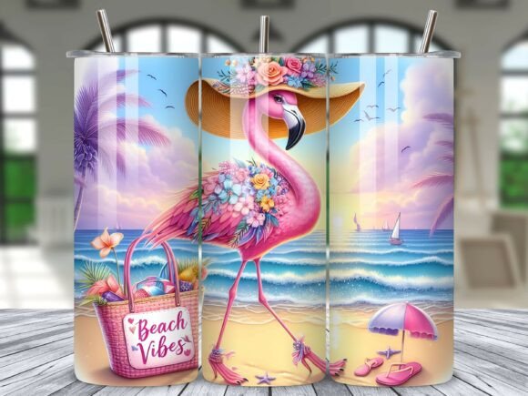Download Beach Day Flamingo Tumbler Wrap Design - Tumbler wrap Collection