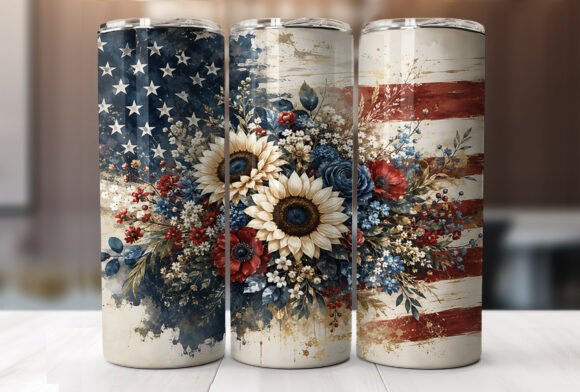 Download Rustic Patriotic Sunflower Tumbler Wraps - Tumbler wrap Collection