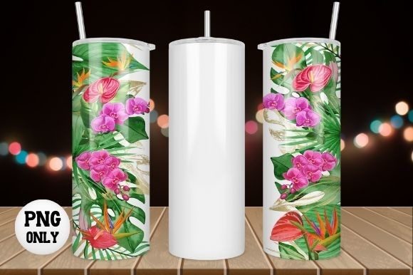 Download Tropical Flower Tumbler Wrap Sublimation - Tumbler wrap Collection