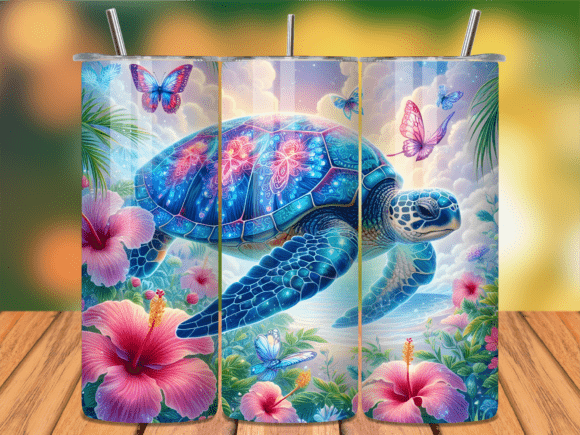 Download Tropical Sea Turtle Floral Tumbler Wrap - Tumbler wrap Collection