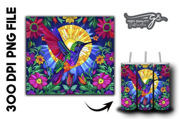 Download Stain Glass Hummingbird Tumbler Wrap 39 - Tumbler wrap Collection