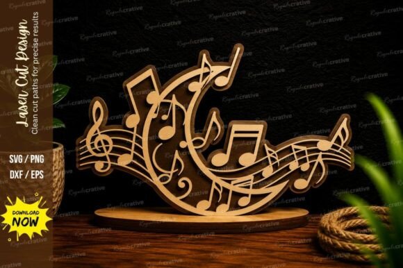 Download Musical Moon Notes Laser Cut Svg Design - Laser cut svg Collection