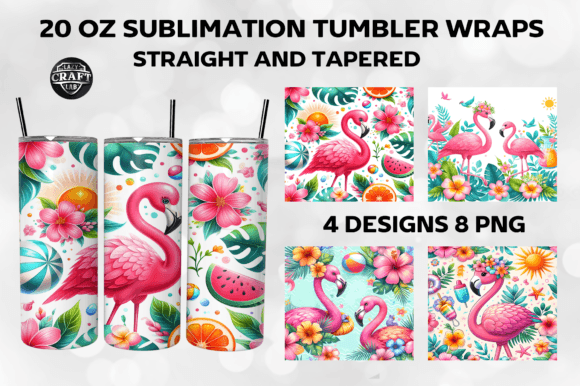 Download Summer Flamingo Flowers Tumbler Wraps - Tumbler wrap Collection