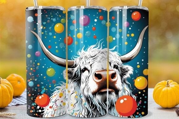 Download Bubbles Highland Cow Tumbler Wrap - Tumbler wrap Collection