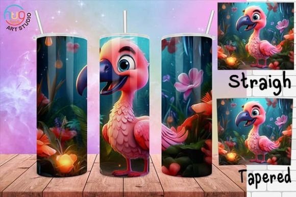 Download Cute Flamingo Cartoon Tumbler Wrap - Tumbler wrap Collection
