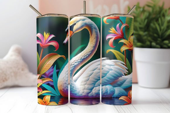Download 3D Swan Tumbler Wrap 20oz Sublimation - Tumbler wrap Collection
