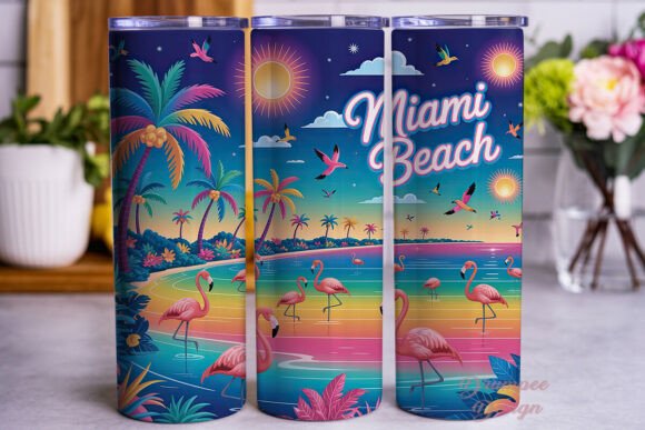 Download Miami Beach Flamingo 20oz Tumbler Wrap - Tumbler wrap Collection