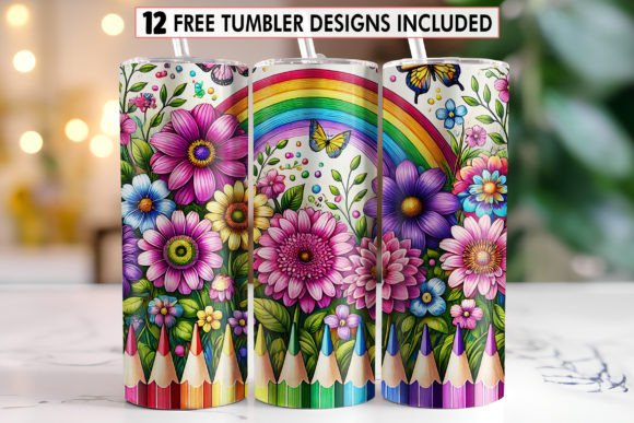 Download Glitter Pencil Teacher Tumbler Wrap - Tumbler wrap Collection