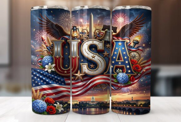 Download Patriotic USA Flag Tumbler Wrap PNG - Tumbler wrap Collection