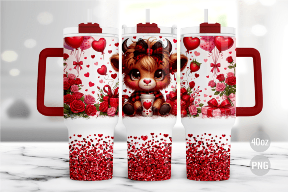 Download Valentine Highland Cow 40oz Tumbler Wrap - Tumbler wrap Collection