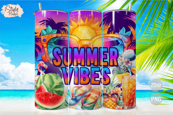 Download Summer Vibes Beach Tumbler Wrap PNG - Tumbler wrap Collection