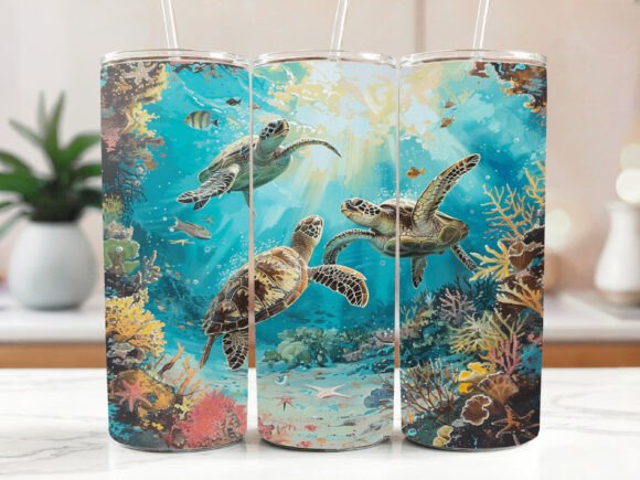 Download Cute Sea Turtle Tumbler Wrap 20 Oz - Tumbler wrap Collection