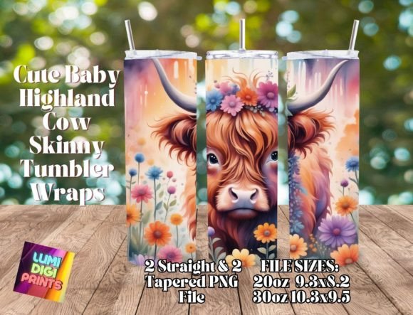 Download Highland Cow Watercolor Tumbler Wrap PNG - Tumbler wrap Collection